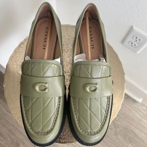 Coach Leah Quilted Green Loafers US size 11